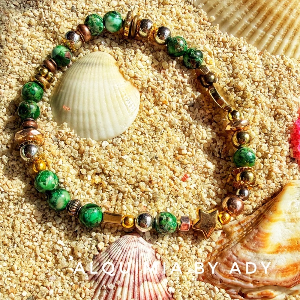 Alquimia Turquoise and Gold Charm Bracelet + CELESTIAL MOON STARS